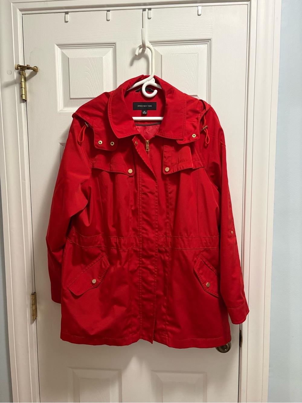 Jones New York Red Utility Jacket with Hood
